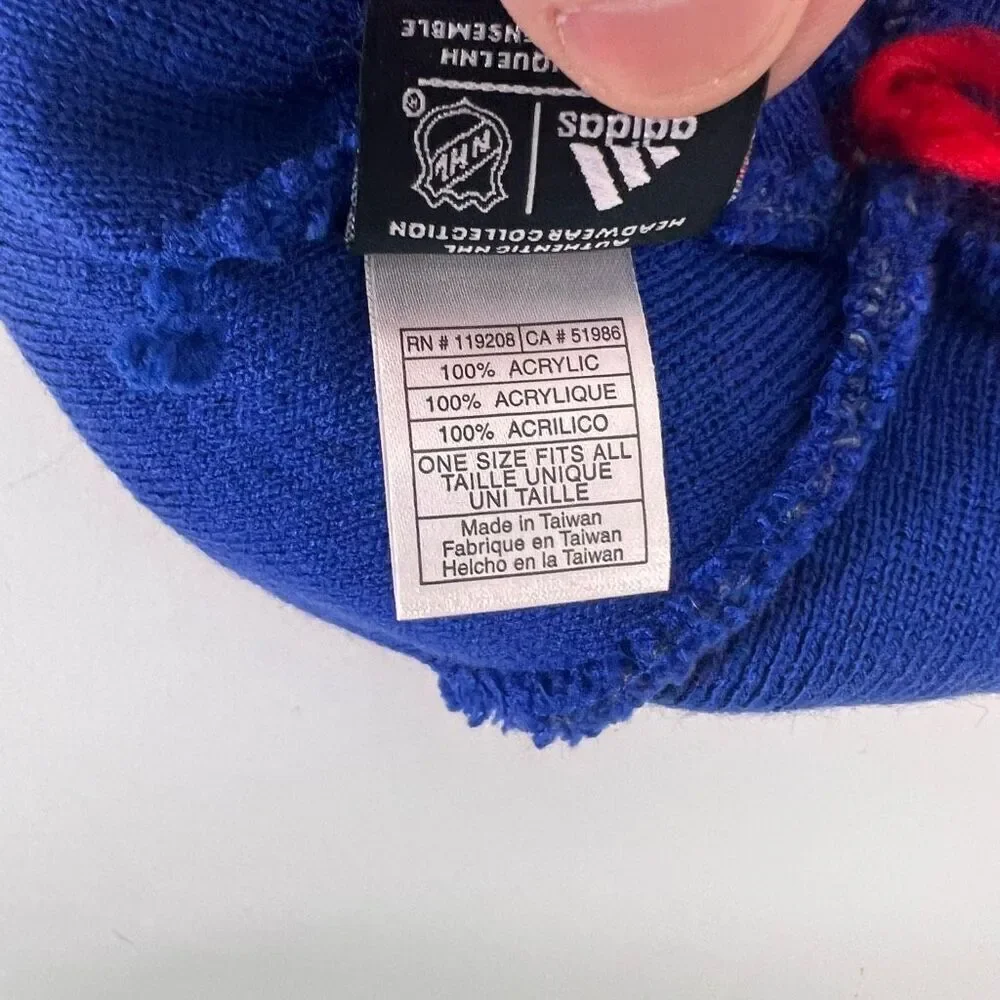 NHL New York Rangers Hockey Navy Blue with‎ Red Pom Pom Cuffed Winter Hat